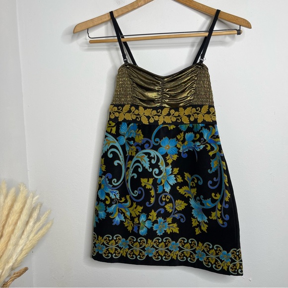 Free People Y2K Lost In Paradise Floral Velvet Mini Dress Size 2 NWT Metallic - Picture 5 of 16